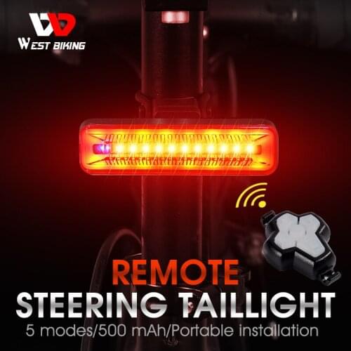 WEST BIKING Cycling Taillight USB Rechargeable Remote Turn Signal Light LED Direction Indicator 5 Modes MTB Bicycle Rear Light