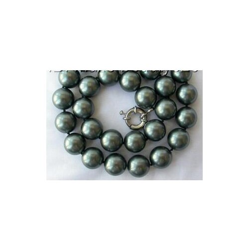 Hot sell new - Womens Jewelry 12mm round Tahiti black south sea shell pearl necklace 18