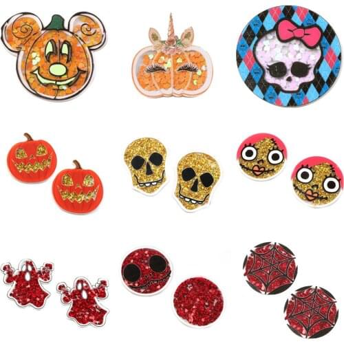 Halloween Quicksand Sequins Flash Blinking Shakers Acrylic Planar Resin DIY Bow-knot Home Crafts Phone Case Decoration,1Yc17908