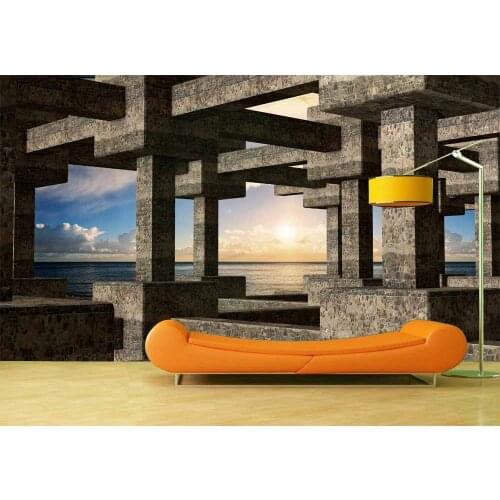 Custom Art Photo Wallpaper Seaside Stone Pillars Wall Decoration Poster Vinyl Removable Wall Mural Wall Stickers For Bedroom