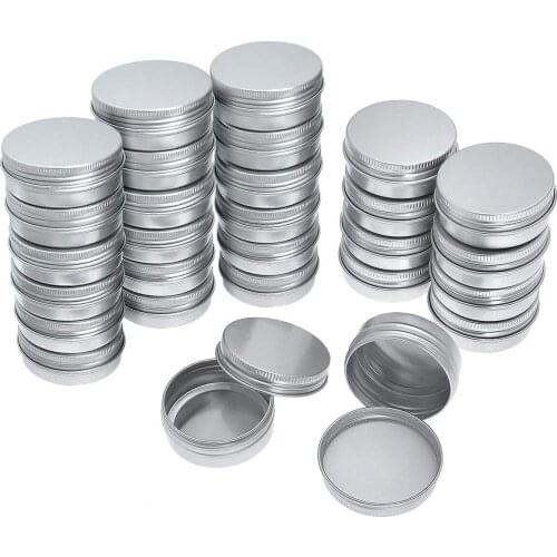 LUDA Pack Of 40 Screw Top Round Aluminum Tins Cans - Aluminum Screw Lid Round Tin Container Bottle