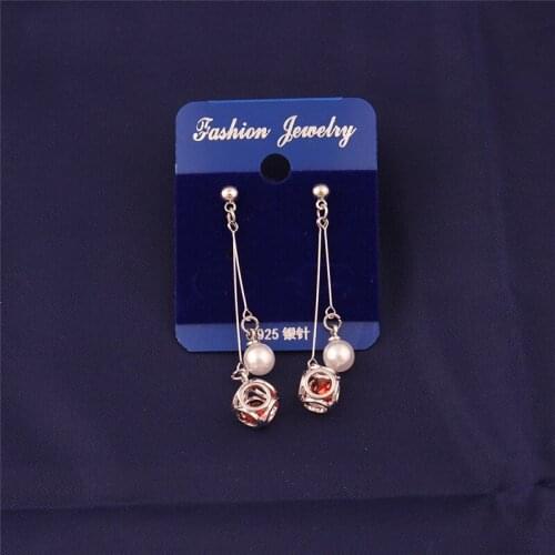 Trendy Women Jewelry Earrings Geometric Shape Brown Crystals And Sparkling Beads Valentine Gift Copper Dropshipping