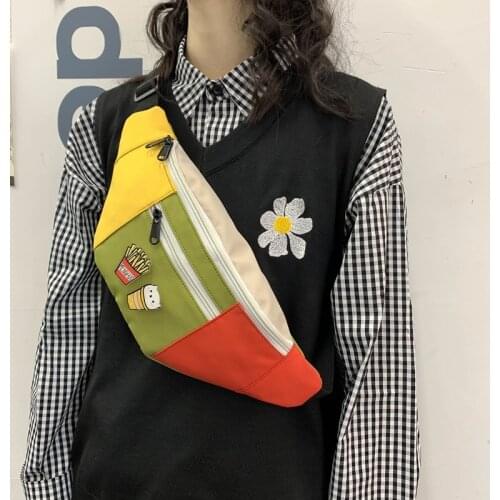 2021 New Girl Chest Bag Korean Style Crossbody Small Pouch Gift Bumbag Shoulder Pack Simple Money Fanny Pack Patchwork Waist Beg