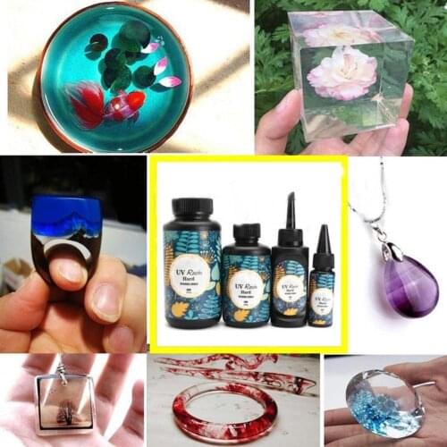 UV Resin Glue Non-toxic 10/15/25/60/100/200g UV Resin Hard Glue Ultraviolet Transparent LED DIY Tools for Fashion Jewelry Maker