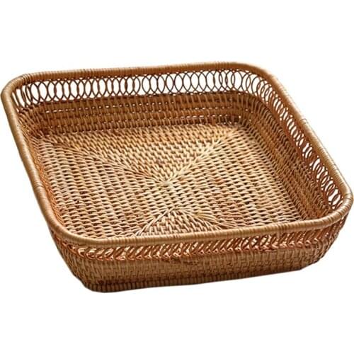 New Woven Storage Basket Rattan Bread Basket Fruit Basket Serving Baskets for Home Kitchen Desk Candy Sundries Organizer