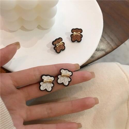 ​ZDMXJL 2021 New Fashion Womens Earrings Fine Simple Sweet Little Bear Ear Stud Earrings For Women Girl Jewelry Gifts Wholesale