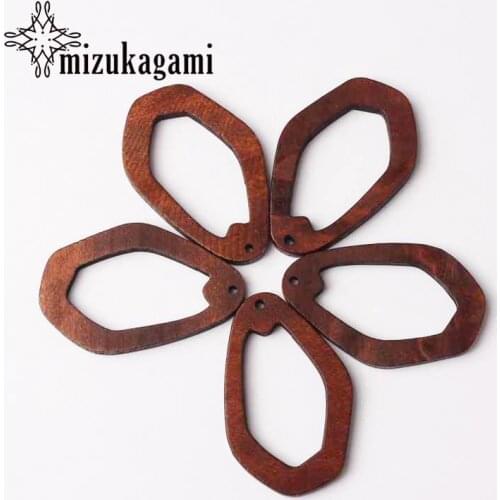 Natural Wooden Geometric Hollow Oval Shape Petal Charms 33*54MM 6pcs/lot For DIY Fashion Earrings Making Accessories