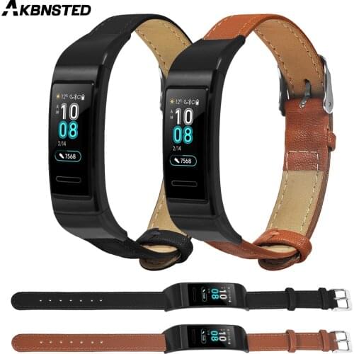 AKBNSTED Genuine Leather Band For Huawei Band 3 Smart Watch Strap For Huawei Band 3 Pro Smart Bracelet Wristband Accessories