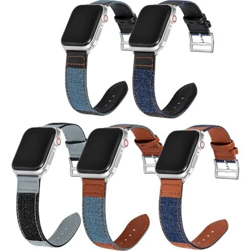 Bracelet Strap for apple watch band 42mm 40mm Denim leather Wristband accessories for iwatch band 38mm 44mm series 4 3 2 1