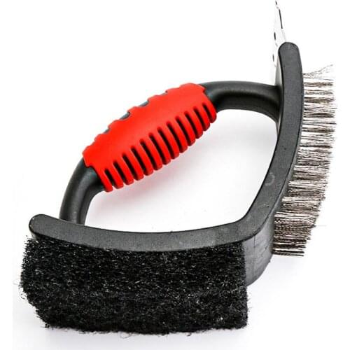 3-in-1 Barbecue Brush Non-slip Grill Cleaning Brush Wire BBQ Brush Indoor Outdoor Camping Cooking Accessories
