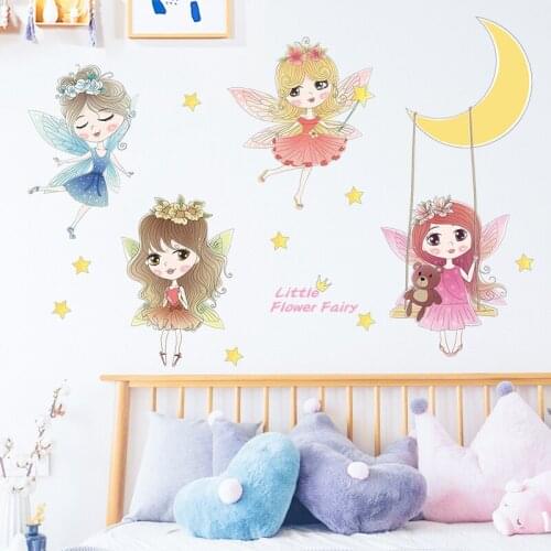 Modern Wall Sticker Bedroom Bedside Background Decals for Furniture Cartoon Girl Kids Room Decoration Aesthetic Wallpaper Murals