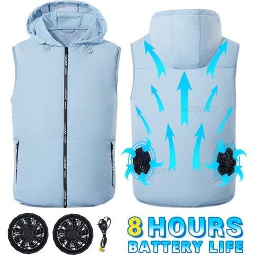 Outdoor Sports Summer Cooling Fan Vest Men Cycling Runing Fishing USB Power Supply Air Conditioning Clothing Hiking Windbreaker