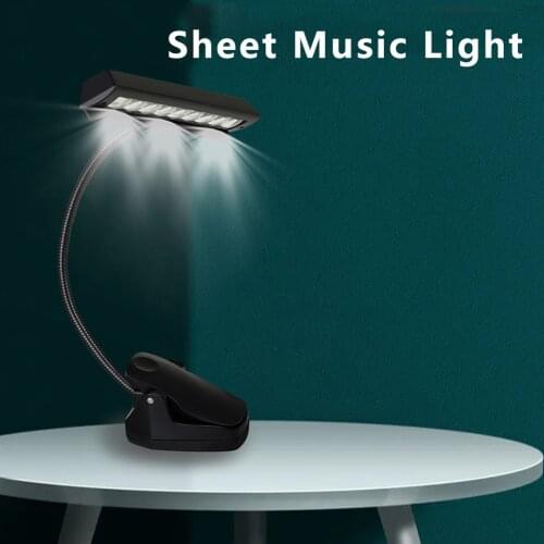 LED Reading Book Light Adjustable Rechargeable Sheet Music Light USB Clip Lamps Musical Instrument Accessories For Musician Gift