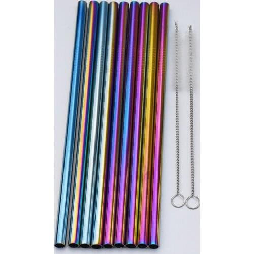 WOWSHINE factory new colorful stainless steel 304 drinking straw 10pcs/lot 8x215mm length dishwashers safe