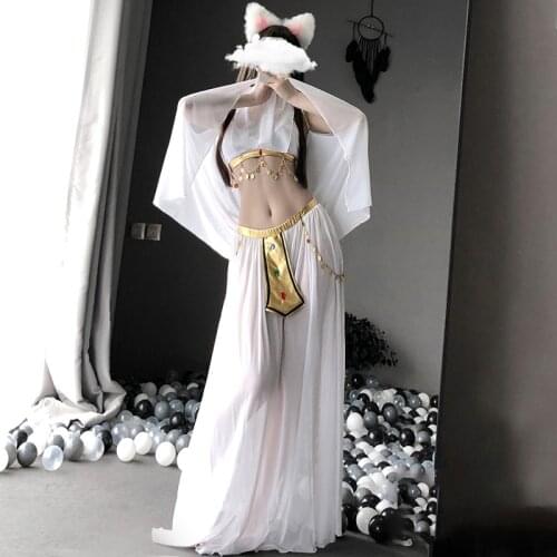 Women Christmas Xmas Party Belly Dance Cosplay Costume Sexy Maid Waitress Uniform Set Erotic Nightgowns Dress