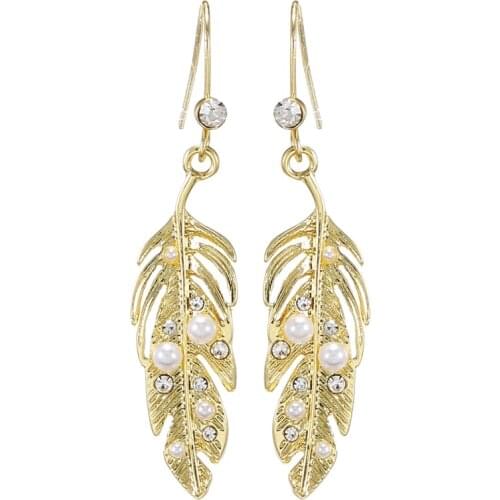 Match-Right korean elegant pearl drop earrings for women statement gold color earring vintage Fashion jewelry for gift party