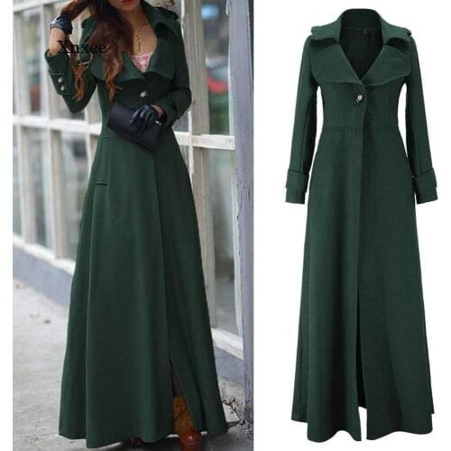 2021 Oversized Coats Womens Long Trench Autumn Winter Thick Long Sleeve Windbreaker Cardigan Overcoats Outwear Clothing