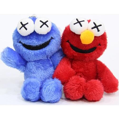 10pcs/lot Anime Sesame Street Plush Doll Elmo Cookie Monster Model pandant Toy Soft Doll keychain Backpack keyring Toys