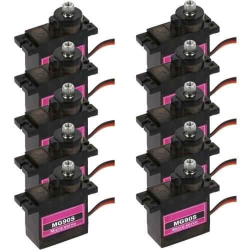 10pcs Mg90s Micro Metal Gear 9g Servo For Rc Plane Helicopter Boat Car 4.8v- 6v Children Kids Car Toys Accessories Juguetes