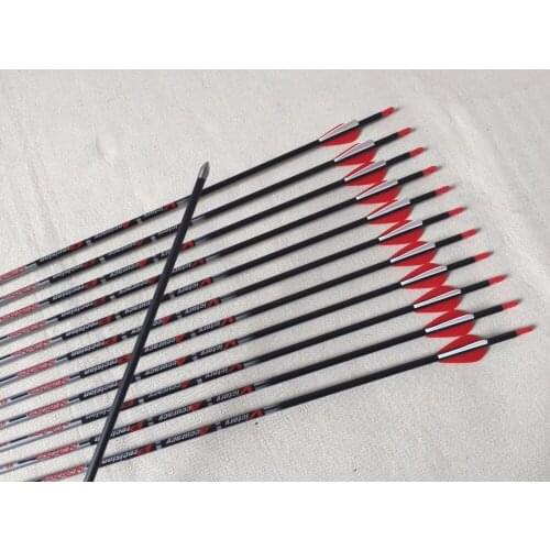 12pcs Archery Carbon arrow 80/100/120grain Stainless steel field tip spine600 ID4.2 plastic vane Pin Nock for Recurve bow