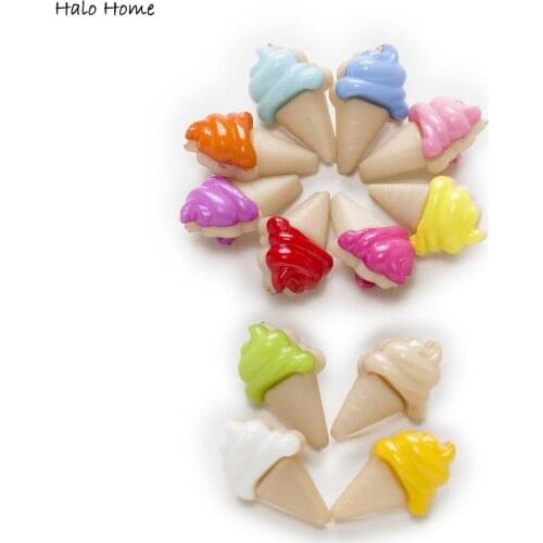 50pcs Ice cream Shank Nylon Buttons Clothing Home Sewing Scrapbooking Decor Card Making DIY 20x13mm