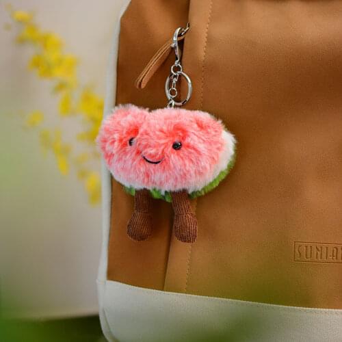 Avocado Watermelon Pineapple Mushroom Apple Pendant Plush Piece Bag Keychain Dolls