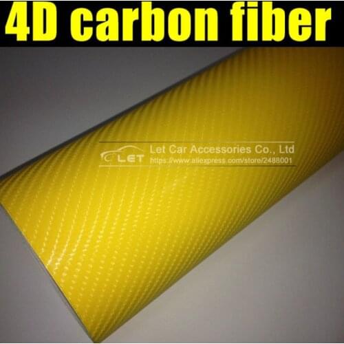 Car styling bright 4D yellow Carbon Fiber Vinyl film Colored Glossy Carbon Fiber Vinyl Film Auto Wrapping Vinyl Wrap Foil