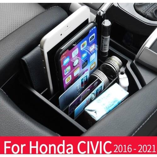 Car Organizer Gap Filler Pocket with Portable Central Control Cup Holder Storage Box for Honda Civic Cellphone Key Cards Wallets