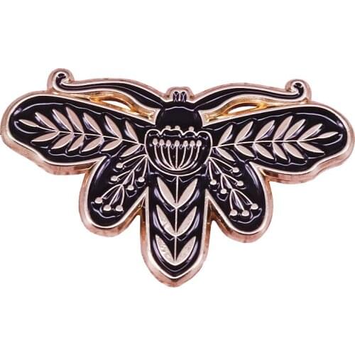 Magic Black leaf moth lapel pin animal jewelry shirt bag accessory