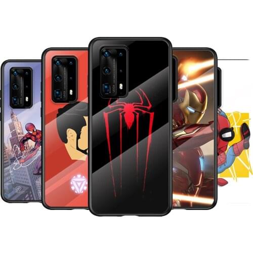 Tempered Glass Cover Marvel Iron Spider Cartoon For Huawei P40 P30 P20 P10 Pro Plus Lite 5G 2019 Phone Case
