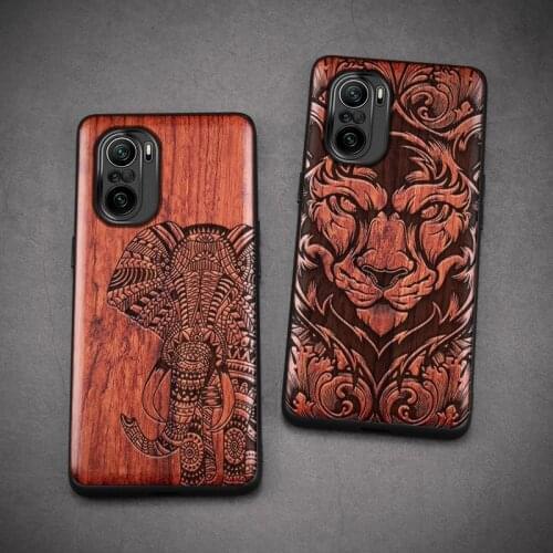 Wooden Case For Mi POCO F3 Real Wood Cover Original Luxury Carved Shell Xiaomi Redmi K40 Pro Thin Accessories Phone Shell