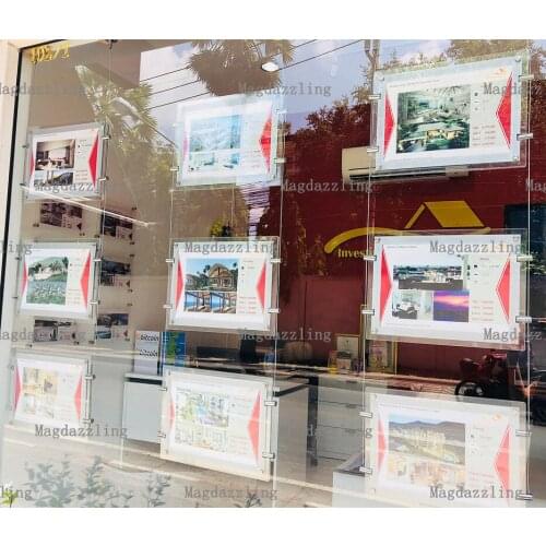 10PCS Double Sided A4 Acrylic Poster Frame LED Window Display Light Pocket for Real Estate,Properties Agent,Shopping Center