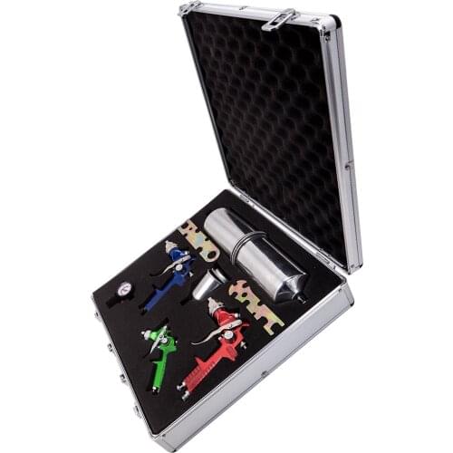 HVLP Aluminum Air Spray Gun Kit Auto Paint Car Primer Detail Basecoat Case