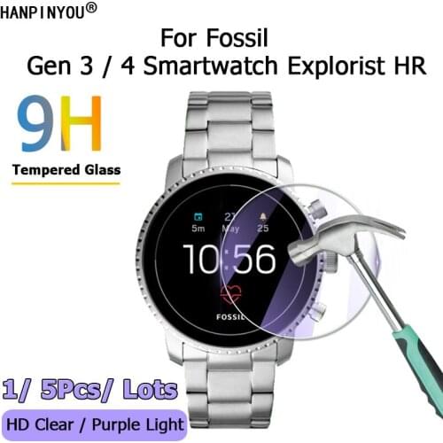 For Fossil Gen 3 4 Smartwatch Q Explorist HR Clear / Anti Purple Light 2.5D Toughened Tempered Glass Film Screen Protector Guard