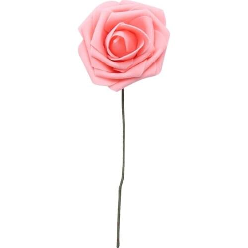 10Pcs Artificial Flower Foam Rose Wedding Bridesmaid Bridal Bouquet Party Decor Light Pink