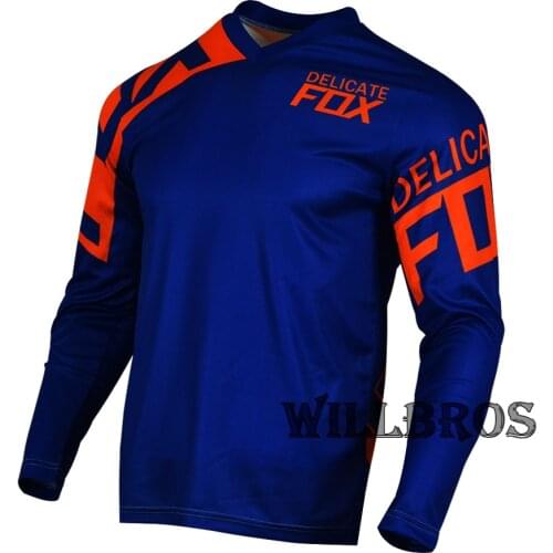 Delicate Fox 180 Race Jersey Scooter Riding Long Sleeve Mountain Bicycle Offroad Summer Blue Orange T-shirt
