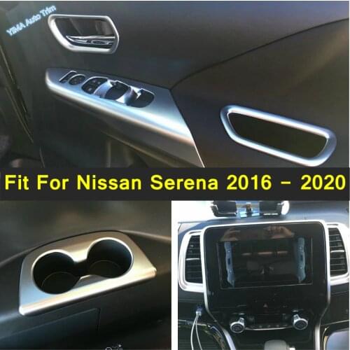 Armrest Glass Lift Button / Rear Water Cup Holder / Center Air Condition Outlet Vent Cover Trims For Nissan Serena 2016 - 2020