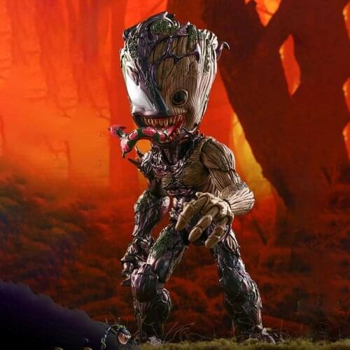 In Stock HotToys LMS014 1/1 Venomized Groot Figure Model 25cm Tree Action Doll for Fans Collection