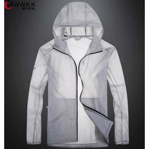 WWKK Camping Hiking Jacket Men Quick Dry Hunting Clothes UV Protection Zipper Hooded Cardigan Sun Protection Clothing