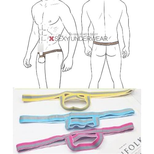 Mens Jockstrap G String Thongs Sexy Micro Gay Briefs Underwear Enlargement Cockring Male Erotic Lingerie Penis Ring Jock Strap