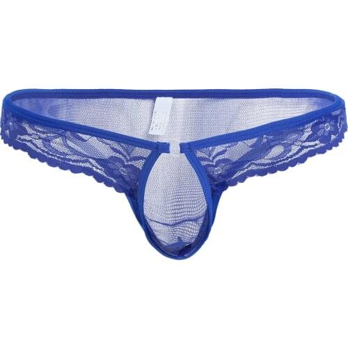 Mens Lingerie Underpants Low Rise Elastic Waistband Front Penis Hole Underwear Semi See-through Lace Mesh Crotchless Briefs