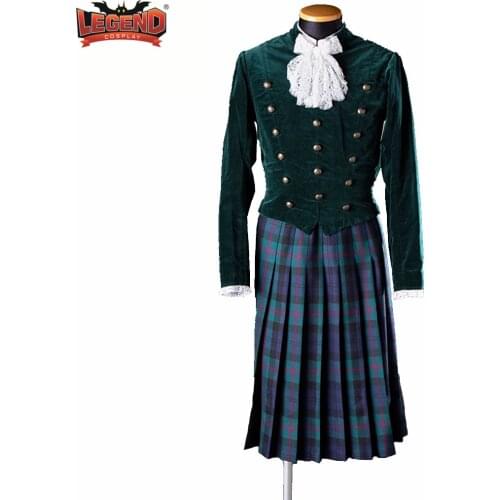 Scottish Highland Mens Cosplay Costume Georgian 18th Century Scottish Kilt Daily Suit Custom Made H001