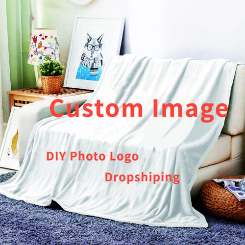 Custom Anime Flannel Throw Blanket Personalized Photo Logo Fleece Blankets for Sofa Gift Customized DIY Print Dropshipping