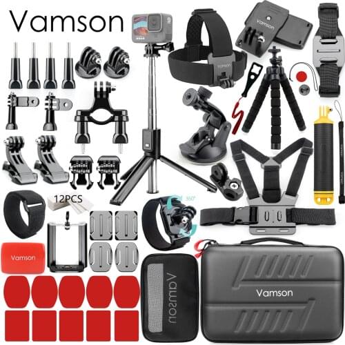 Vamson for Gopro Accessories Set New Selfie Stick for go pro 9 8 7 6 5 for SJCAM for DJI Osmo Action for yi 4k for eken h9 VS189