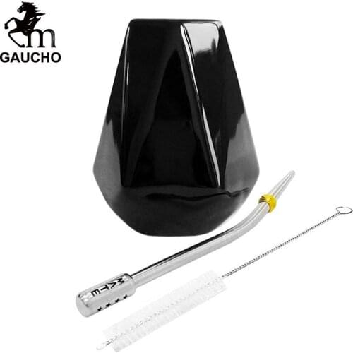 1 PC/Lot Yerba Mate Gourds Ceramic Diamond Cup 250 ML Nice Appearance Stainless Removable Filter Straw & Cleaning Brush Hot Sale