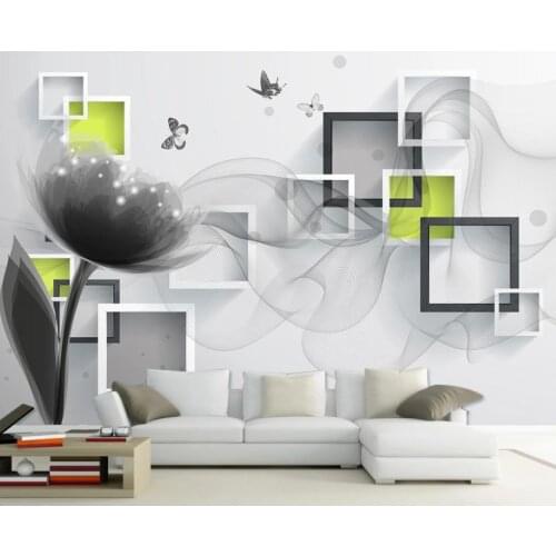 Custom 3d Mural Wallpaper Fantasy silk frame plaid TV background wall Home Decor Living Room Wall Covering