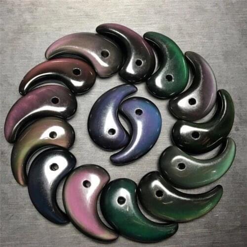 Natural stone for women and men black obsidian rainbow eye stone for necklaces pendants