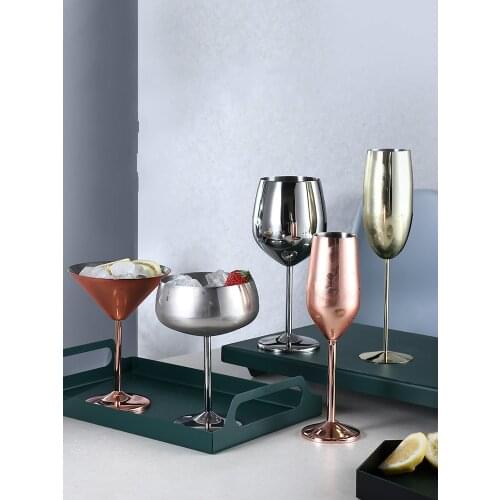 Nordic 304 stainless steel cocktail glass red wine glass metal goblet champagne glass