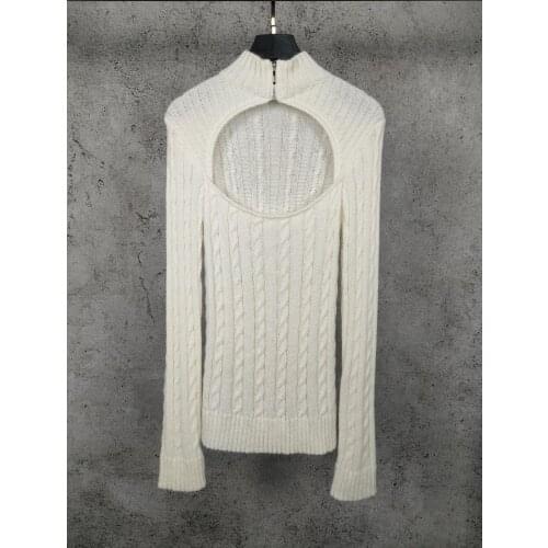 New ladies fashion 2021 long sleeve sexy casual solid color hollow wool bottoming shirt 1111
