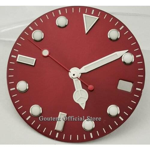New Goutent 28.5mm Sterile Watch Dial + Watch hands Red Dial Fit NH35 ETA2824 2836 Miyota 8215 821A,DG2813 3804 Movement